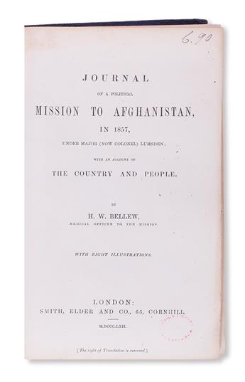 TRAVEL  BELLEW, HENRY WALTER. Journal of a Political Mission to Afghanistan, in 1857.  1862